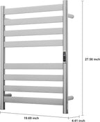 Heated Wall Mounted Electric Towel Warmer Rack,Timer & Temperature Control, 8 Bar Stainless Steel Towel Heater for Bathroom (Brushed, 8 Bars)