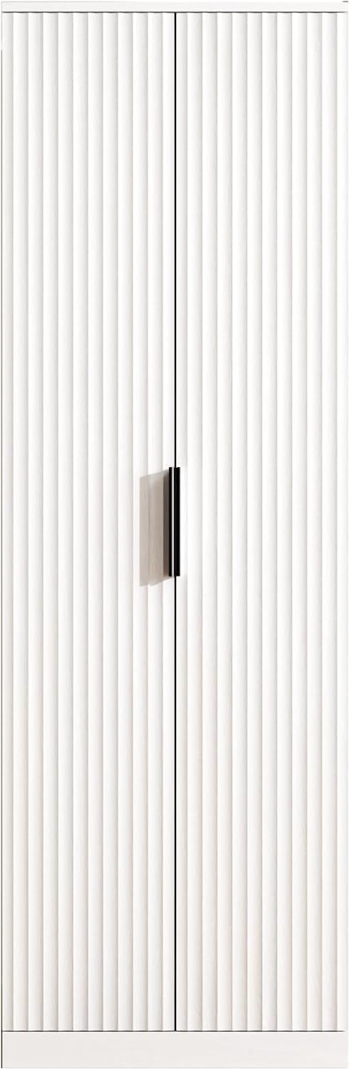 VINGLI 70" Modern Pantry Cabinet,Tall Storage Cabinet with Fluted Doors and Adjustable Shelves for Dining Room, Kitchen, Office, and More in White