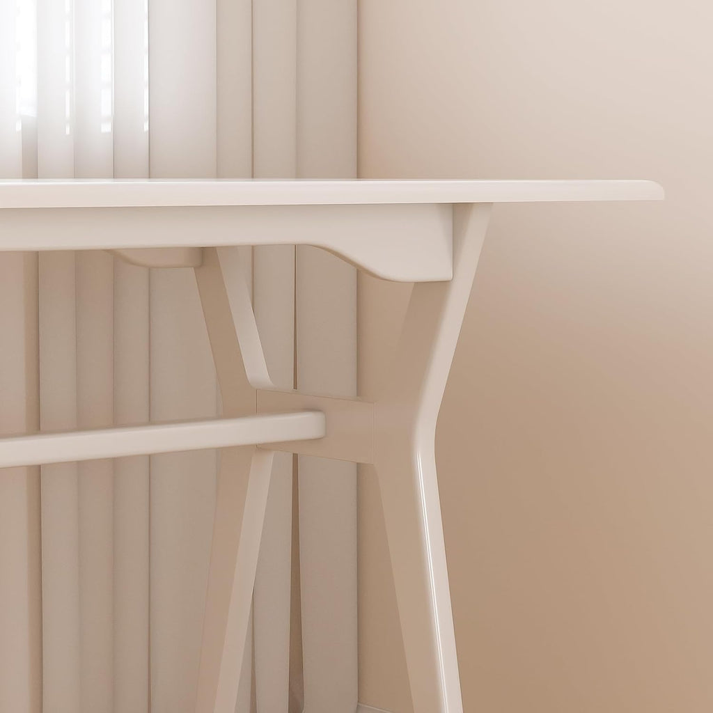 Solid Wood Study Desk - 71" Double Long Computer Table for Home Office, 2-Person PC Workstation, White