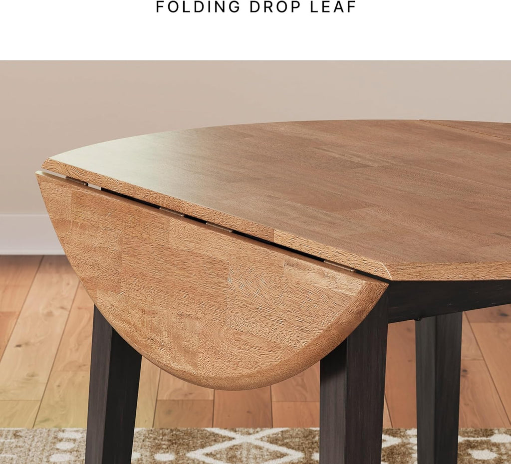 Signature Design by Ashley Gesthaven Contemporary Dining Drop Leaf Table with 4 Legs, Light Brown & Dark Brown
