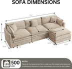 Modular Sectional Sofa, 112.2 Inch L Shaped Couch Set with Armrests, 3-Seater Comfy Cloud Couches for Living Room Apartment, Coffee