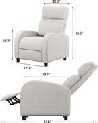 Homall Recliner Chair, Recliner Sofa for Adults, Recliners Home Theater Seating with Lumbar Support, Reclining Sofa Chair for Living Room (Fabric, Beige)