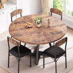 Jocoevol Round Kitchen Dining Room Table Circle Dining Dinner Table with Pedestal Metal Frame, Space Saving Wood Industrial Furniture for Small Space (Rustic Brown, 47IN)