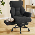 Big and Tall Office Chair with Adjustable Arms and Back, Ergonomic Office Chair with Footrest and Comfortable Fabric for Home Office, Bedroom  .Black