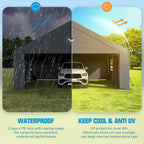 Carports Canopy Heavy Duty, Portable Garage with Sidewalls (20x20, Grey)