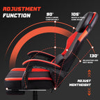 VITESSE Ergonomic Video Gaming Chair for Adults, 400 lbs PC Computer Chair, Racing Office Chair, Silla Gamer Height Adjustable Swivel Chair with Lumbar Vibration Support and Headrest（Red）