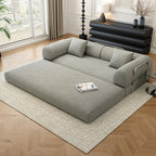 78.8" Modular Sofa Bed - 4-in-1 Convertible Design with Corduroy Fabric and High Density Sponge, Removable Cover and Fixed Frame