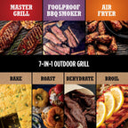 Ninja OG751 Woodfire Pro Outdoor Grill Built-In Thermometer 7-in-1 Master Grill BBQ Smoker & Outdoor Air Fryer Plus Bake Roast Dehydrate & Broil Woodfire Technology Weather-Resistant Grey XL