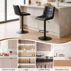 Bar Stools Set of 4, Adjustable Counter Height Bar Stools 24"-33", Modern Swivel Barstools with Backs, Black Kitchen Bar Chairs for Kitchen Island (Black, 4PCS)