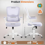 Ergonomic Office Chair,Mesh Office Chair with Lumbar Support,Mid Back Desk Chair with Flip-up Arms,400 lbs Comfy Computer Chair for Home Office
