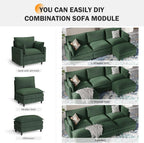 Apicizon 108" Cloud Couch Sectional, 3-Seat Deep Cloud Sofa with Ottoman, Modern U Shape Sectional Sofa Corduroy for Living Room, Apartment, Office, Green