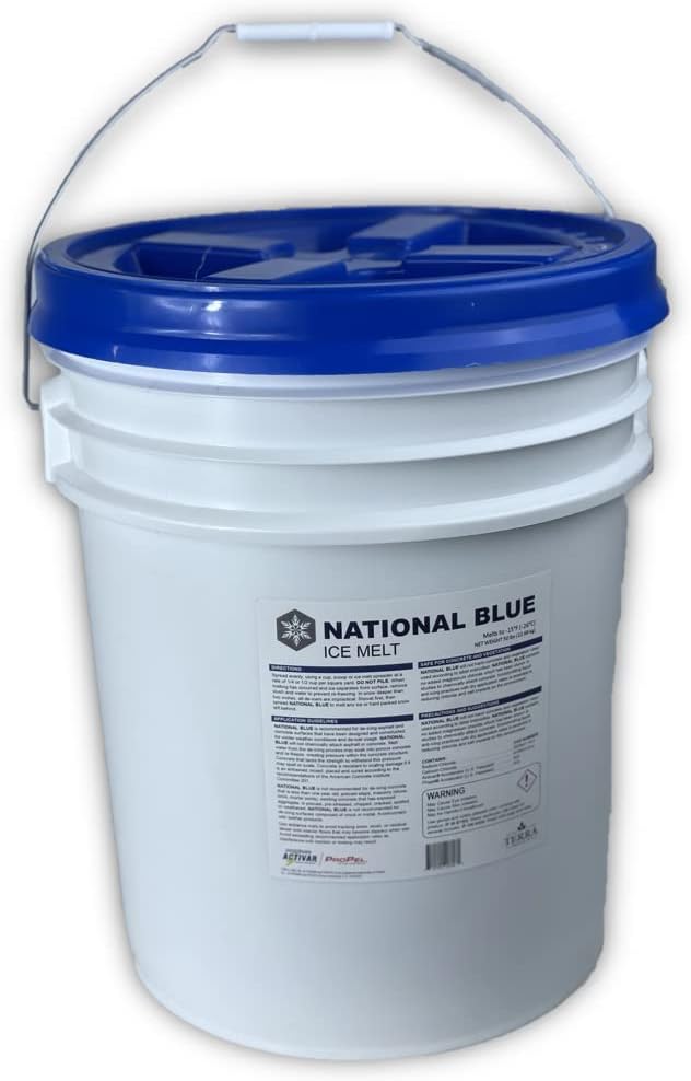 National Blue Ice Melt and Snow Salt 50lb Bucket - Fast Acting Ice Melter - Pet  Plant and Concrete Friendly  Environmentally Safe - Free of Magnesium Chloride - Melts to -15°F