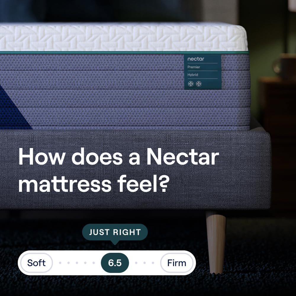 Nectar Premier Hybrid 13” King Mattress - Medium Firm - Memory Foam & Innerspring Coils - Cooling Upgrade - Back Pain Relief - Mattress in a Box - 365-Night Trial & Forever Warranty