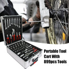 Campfun 899-Piece Household Tool Set with Complete Hand Tools, Mechanic Toolbox Set with Rolling Case, Tool Set for Home/Auto Repair, White