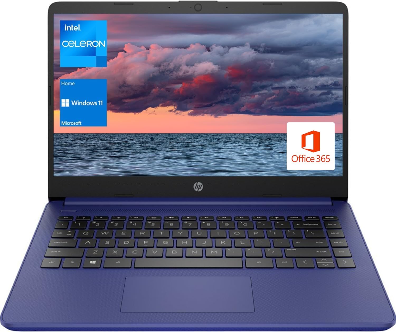 HP Portable Laptop  Student and Business  14" HD Display  Intel Quad-Core N4120  4GB DDR4 RAM  64GB eMMC  1 Year Office 365  Webcam  SD Card Reader  HDMI  Wi-Fi  Windows 11 Home  Blue  KKE Mousepad