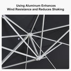 PURPLE LEAF 10 FT Patio Umbrella White Cantilever Umbrella Square Aluminum Offset Outdoor Umbrella Hanging Windproof with 360° Rotation for Garden Deck Pool, Grey