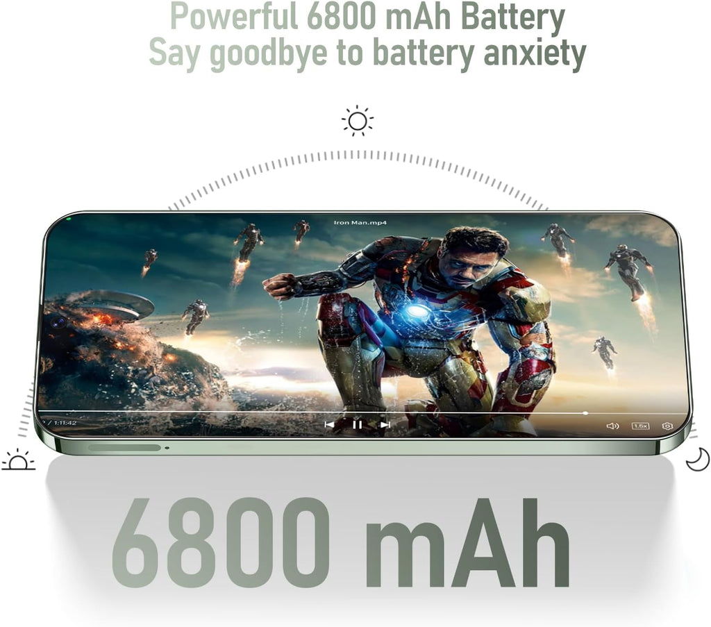 I24 Ultra Unlocked Phone 8GB+256GB Android Cell Phone 7 inch HD Screen Mobile Phone 108MP+48MP Camera 6800 mAh Extra Large Battery 5G Dual SIM (Titanium Green)