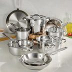 Tramontina Tempo Tri-Ply Base Stainless Steel 14-Piece Cookware Set with Glass Lids, Pots and Pans Kitchen Set, Induction-Ready, Oven-Safe, Dishwasher-Safe