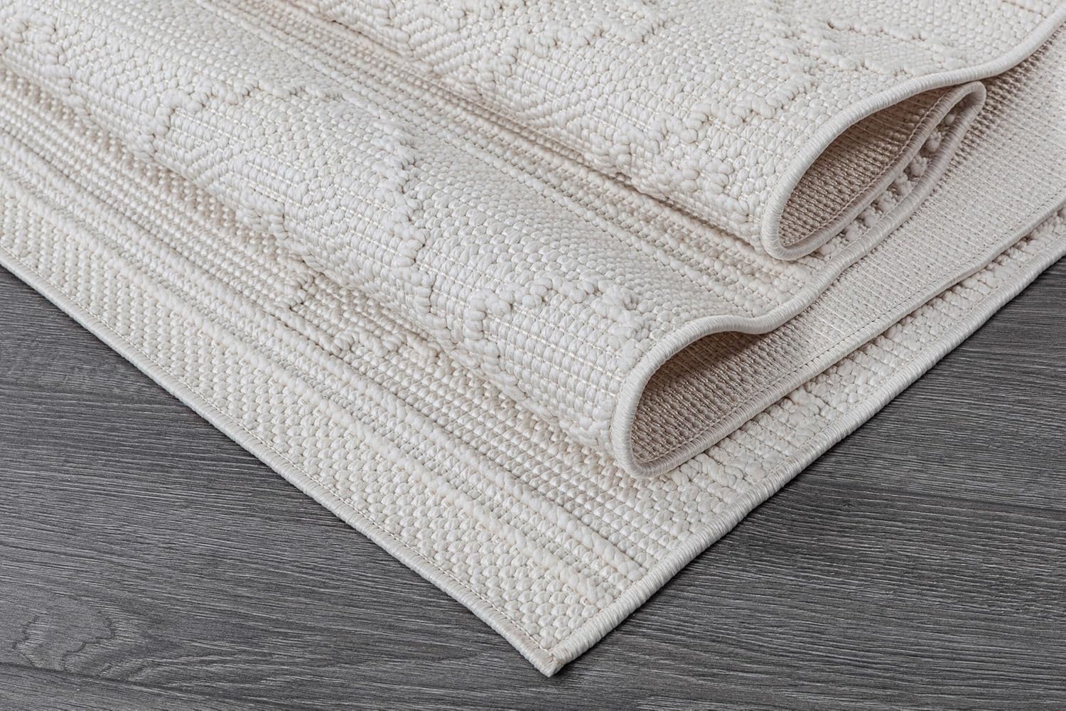 Beverly Rug Micro Loop Large Area Rug White 9x12 Modern Luxury Boho Geometric Durable Indoor Area Rugs for Living Dining Room Office Stain Resistant Non Shedding Casual Indoor Carpet White 9 x 12
