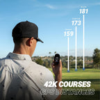 Blue Tees Golf Ringer - Magnetic Golf GPS Handheld  Touch Screen Display  Water Resistant Golf Distance Range Finder  40 000+ Preloaded Courses  10+ Hours Battery  Built-in Magnetic Strip