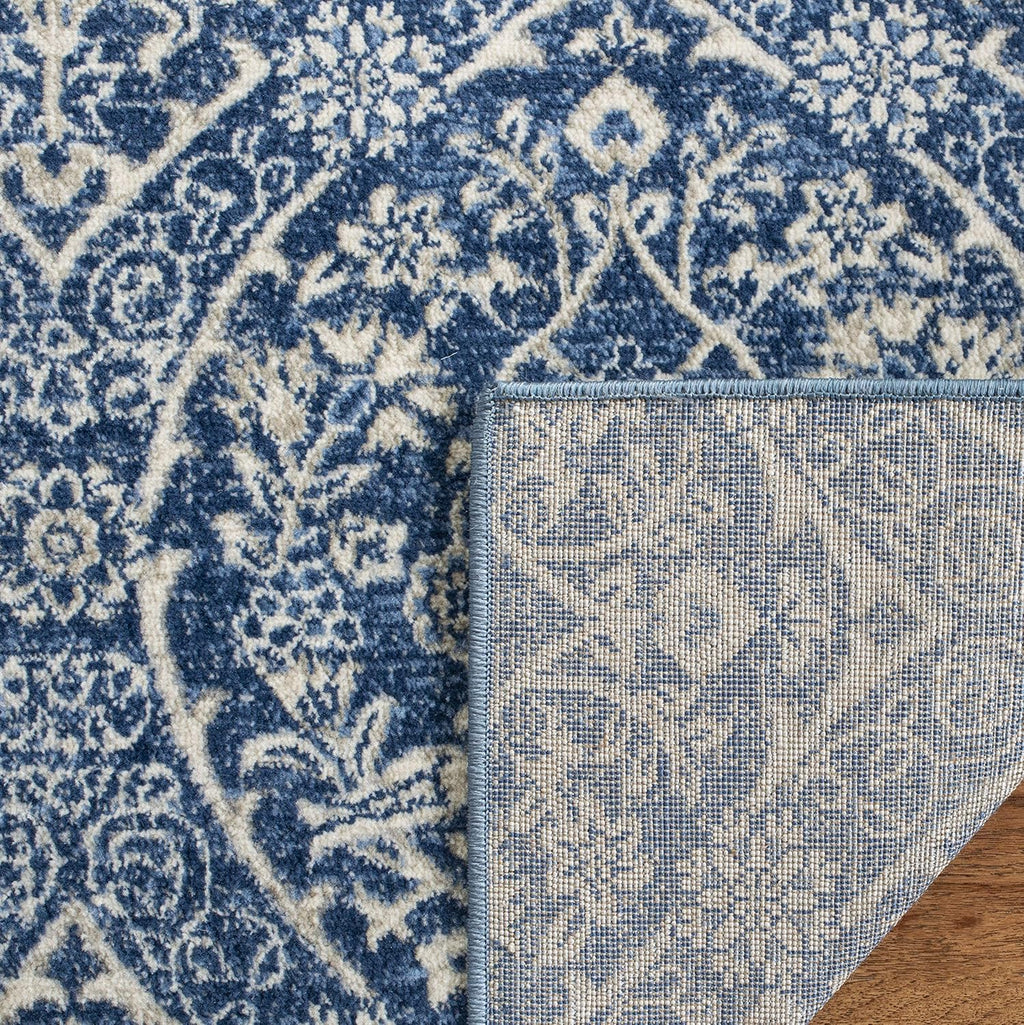 SAFAVIEH Brentwood Collection Area Rug - 10' x 13', Navy & Light Grey, Floral Damask Ogee Trellis Design, Non-Shedding & Easy Care, Ideal for High Traffic Areas in Living Room, Bedroom (BNT860M)