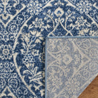 SAFAVIEH Brentwood Collection Area Rug - 10' x 13', Navy & Light Grey, Floral Damask Ogee Trellis Design, Non-Shedding & Easy Care, Ideal for High Traffic Areas in Living Room, Bedroom (BNT860M)