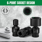 SK 1/2" Drive Universal Swivel Impact Socket Set, SAE Socket Set, 13-Piece, Premium CR-MO Steel, SureGrip 6 Point Design, with Storage Case