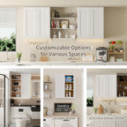 Solid Wood Kitchen Wall Cabinets, 24 Inch Wide Over The Toilet Storage Cabinet, Bathroom Organizer Cabinets with 2 Shaker Door & 3 Shelves, Easy Assembly for Dining Room, Laundry - White