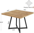Tribesigns Square Dining Table for 2, 31.5" Modern Dinner Table with Metal Base, Kitchen Table for Dining Room, Small Space, Apartment,Natural & Black