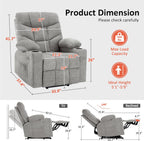 MCombo Power Lift Recliner Chair with Extended Footrest for Elderly People, Fabric 7287 (Light Grey, Medium)
