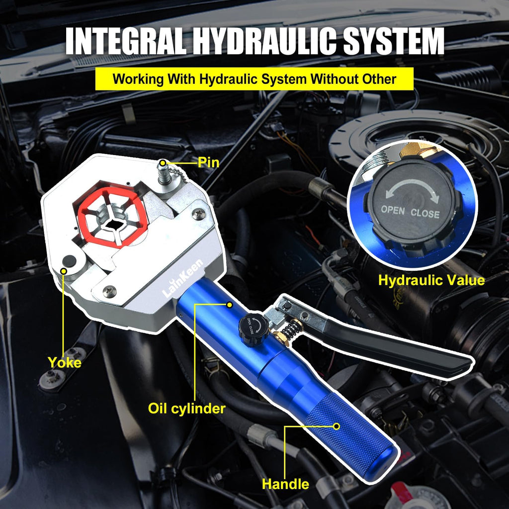 Hydraulic AC Hose Crimper 71500 with Snap-On 7 Dies, Manual Handheld A/C Hose Crimper Kit for AC Hose, Auto A/C Line Air Conditioning Repair Tool