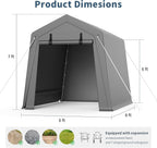 GAOMON 6'x8' Outdoor Portable Garage, Waterproof & UV-Resistant Storage Shed with 2 Roll-Up Doors, Carport Tent for Motorcycle, Bike, and Tools, Gray