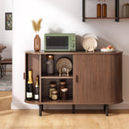 ONBRILL 48" Sideboard Buffet Cabinet with Storage, Storage Cabinet with Sliding Door & Adjustable Shelf, Modern Accent Coffee Bar Console Table for Kitchen, Entryway, Walnut