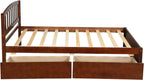 Harper & Bright Designs Twin Bed Frame with Storage, Wood Platform Bed with 2 Drawers and Headboard (Walnut)