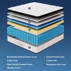 14-Inch Queen Size Mattress - Hybrid Medium Firm Queen Mattress Memory Foam CertiPUR-US Certified Innerspring Pressure Relief Motion Isolation Matress in a Box