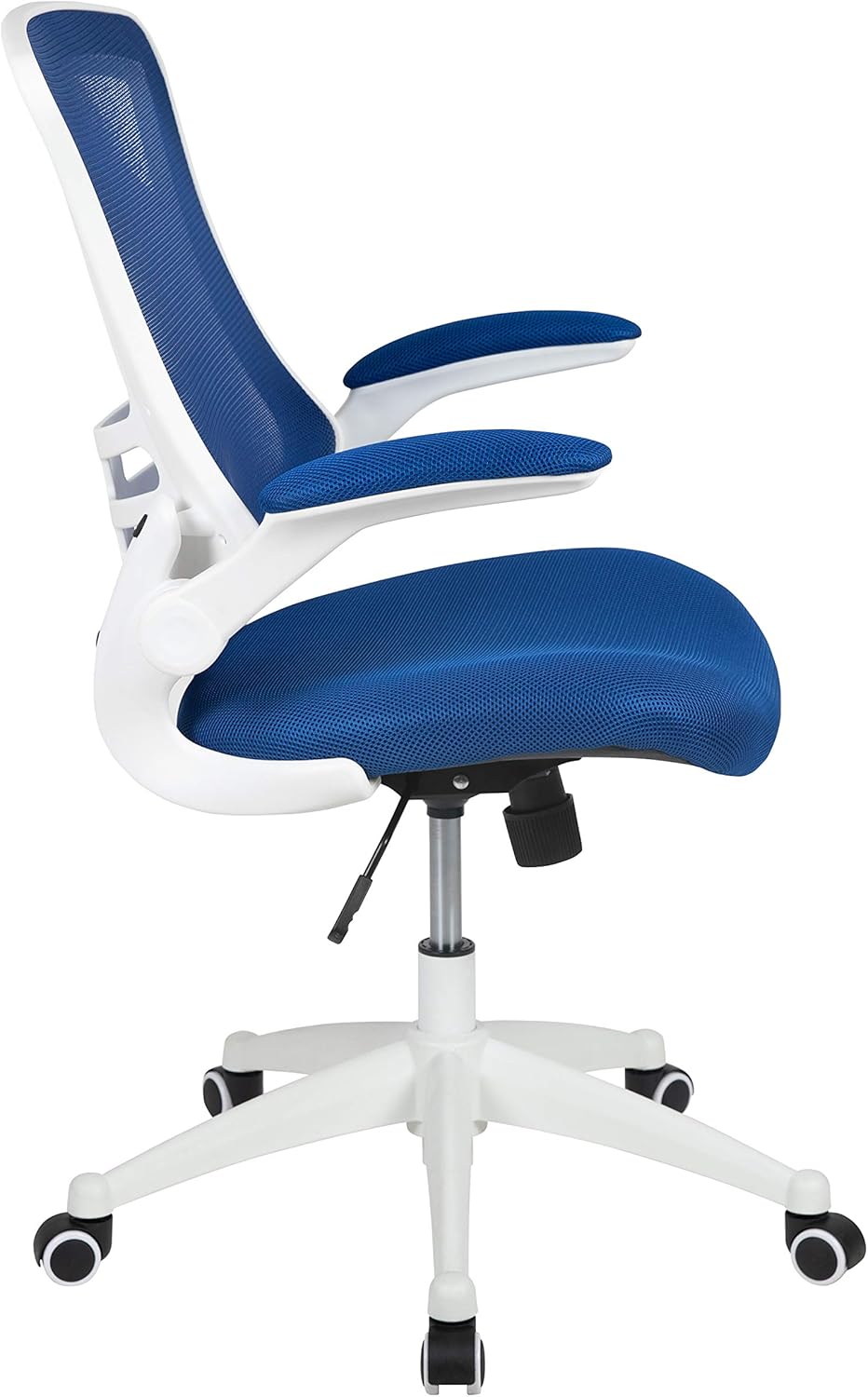 Flash Furniture Kelista Office Chair, Ergonomic, Mid-Back, White Frame, Blue Mesh with Swivel