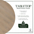 Alfred Solid Wood Round Dining Table for 4, Farmhouse Kitchen and Dining Room Table with Rustic Pedestal Trestle Base, 46.5 Inch, Distressed Beige