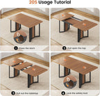 Itaar 5-Piece Dining Table Set for 4-6 People, 63" Extendable Kitchen Table and 4 Cushion Chairs, Dining Room Table with MDF Board & Metal Frame for Small Space, Easy Clean, Brown