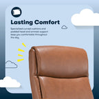 Serta Comfort Ergo Executive Office Chair, Ergonomic Mid-Back Design with Lumbar Support, Semi-Plush Double-Layer Seat Cushion, Padded Armrests, Swivel Metal Base, Bonded Leather, Cognac