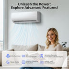 MEPTY 12000BTU Mini Split AC/Heating System, 19 SEER2 Energy Efficient Mini Split Air Conditioner with Heat Pump, Cools Up to 750sq.ft, Ductless Inverter AC Unit with Pre-Charged Condenser