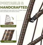 RADIATA Outdoor Hanging Egg Chair Without Stand, Foldable Wicker Rattan Ceiling Swing Chair with Padded Cushion, 350Lbs Heavy-Duty Egg Shell Hammocks for Tree Patio Balcony Garden Indoor, Brown