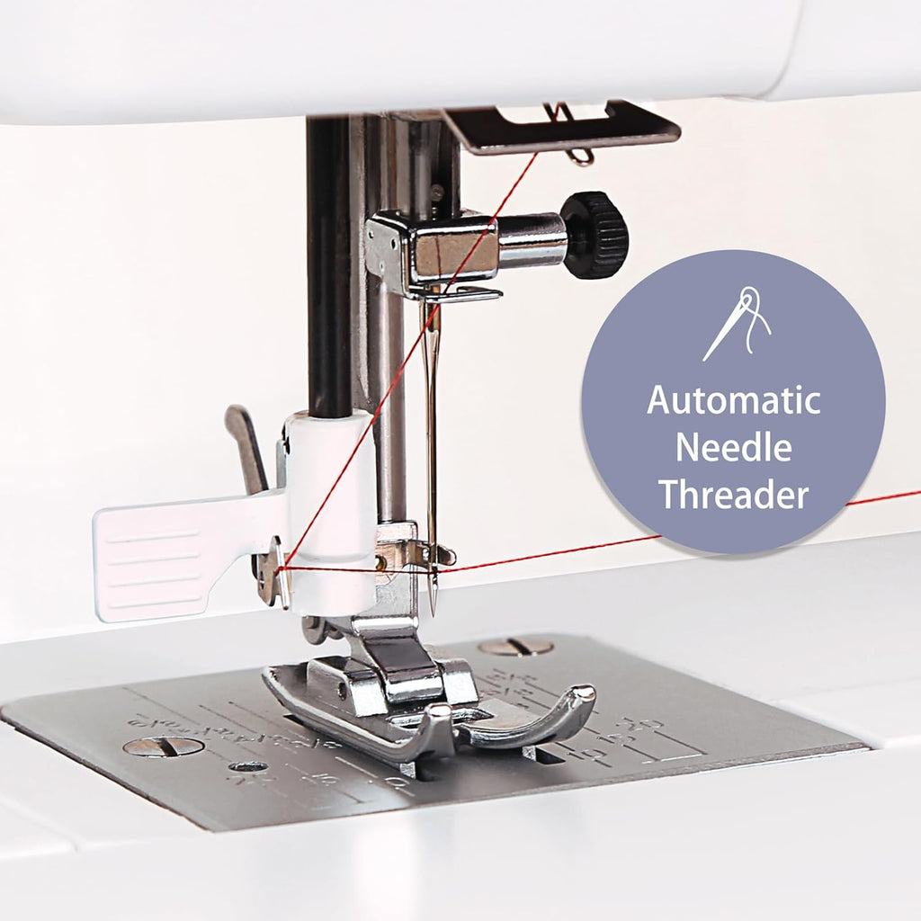 FEIYUE FYe330 Home Sewing Machine with Foot Pedal, Controllable Pedal Speed, 105 Stitch Applications, Powerful Servo Motor, Great for Beginners (White)