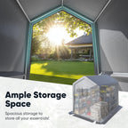 Quictent 6x8FT Garden Tool Shed Storage Shelter with Roll-Up Mesh Windows, Heavy Duty Portable Garage for Lawn Mower, Garden Tools Waterproof Storage Tent with Reinforced Frame, Sliver Gray