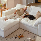 Cloud Couch Sectional 78.7'' Oversized Modular Deep Seat Sofa L Shaped Comfy White Cloud Couch with Washable Cover for Living Room Loveseat with Ottoman | Water repellent