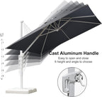 PURPLE LEAF 10' × 13' Patio Umbrella White Cantilever Umbrella Aluminum Square Outdoor Offset Umbrella Hanging Windproof with 360° Rotation for Garden Deck Pool, Light Grey