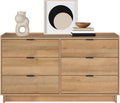 Prepac Simply Modern 6-Drawer Double Dresser for Bedroom, Chest of Drawers, Modern Bedroom Furniture, 52.5” Wide x 16” deep x 29.5” Tall, Oak