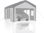 13x25 ft Carport Canopy Replacement Cover, Heavy Duty 200G PE Waterproof Canopy Top, UV-Resistant & Windproof Tarp for Outdoor Carport Tent, Patio, Car, Boat & Garage-Grey