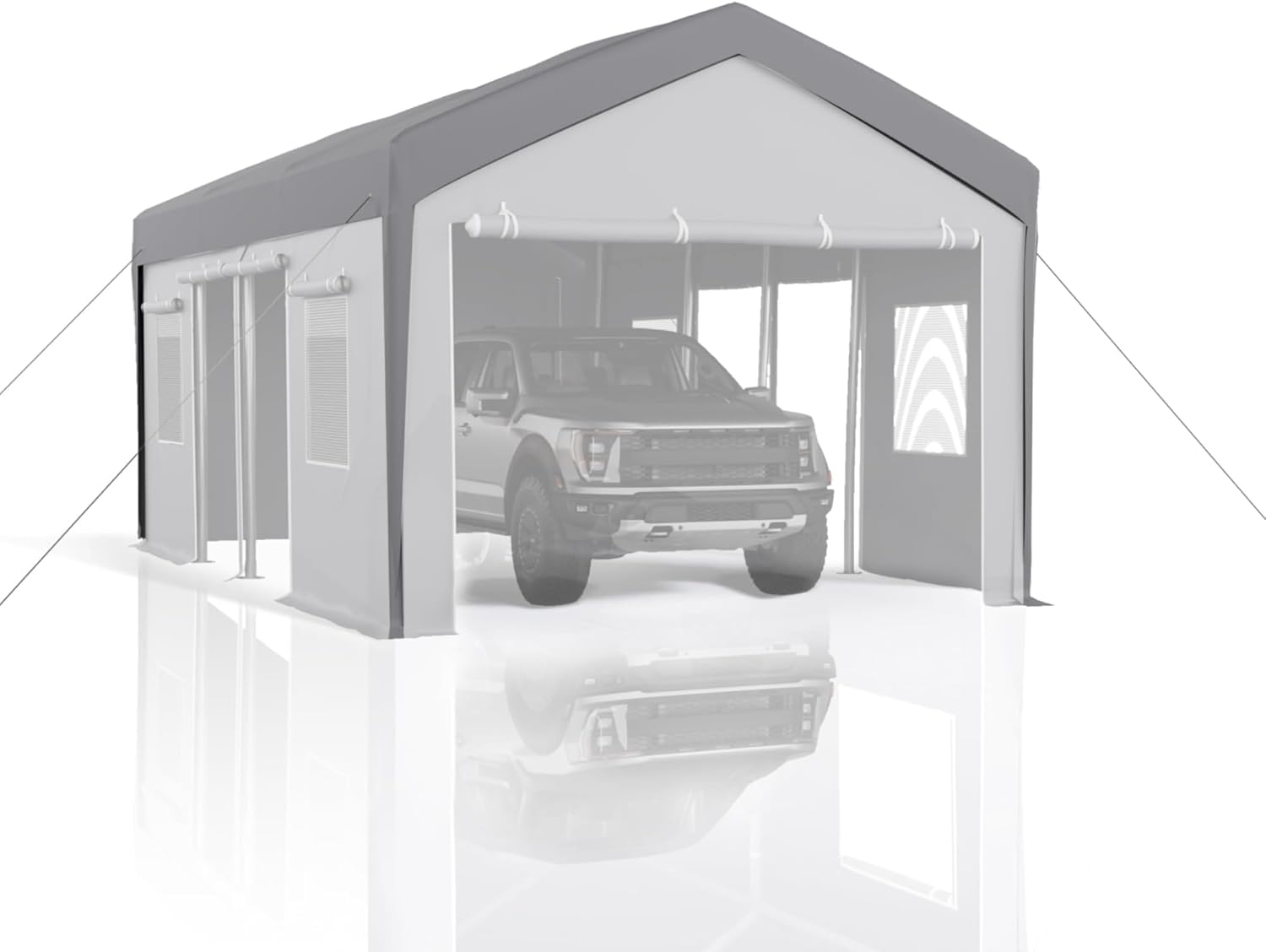 13x25 ft Carport Canopy Replacement Cover, Heavy Duty 200G PE Waterproof Canopy Top, UV-Resistant & Windproof Tarp for Outdoor Carport Tent, Patio, Car, Boat & Garage-Grey