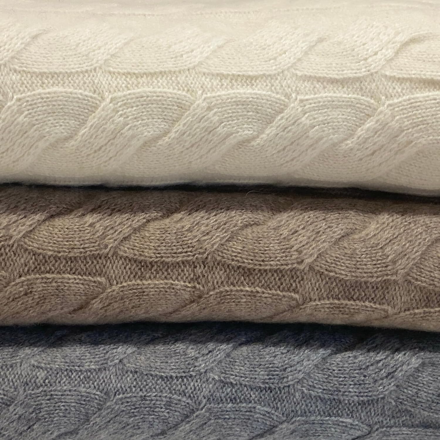 100% Pure Cashmere Throw Blanket for Couch – Cable Knit Cashmere Blanket 50x60 – Soft Warm Breathable Throws for Sofa, Bed – Grade A Long Staple – Machine Washable (Charcoal)
