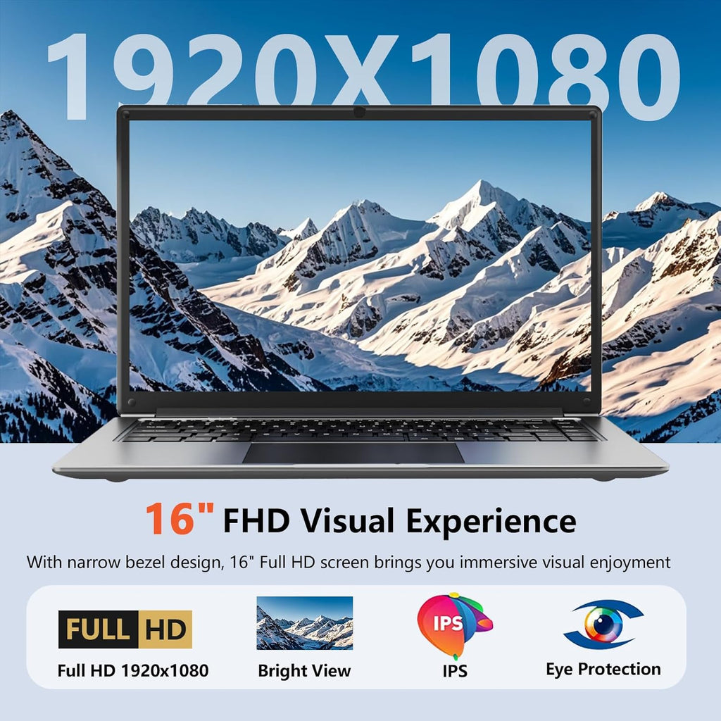 laptop 16-inch   8GB DDR 256GB SSD portable laptop computer  expandable to 1TB  Pentium quad-core CPU up to 2.64 GHz  9000mAh battery  interface  USB3.0 interface  dual-band WiFi  webcam  slim laptops